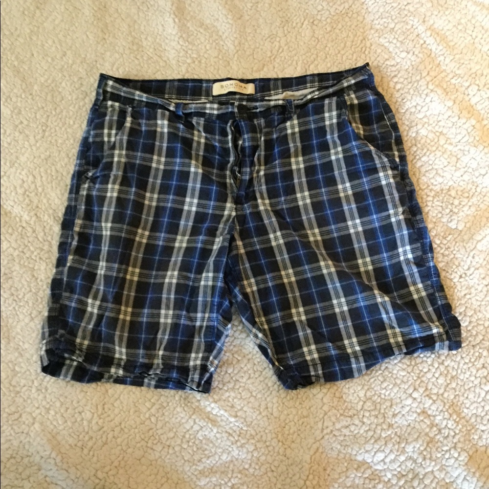 Sonoma Blue Plaid Shorts